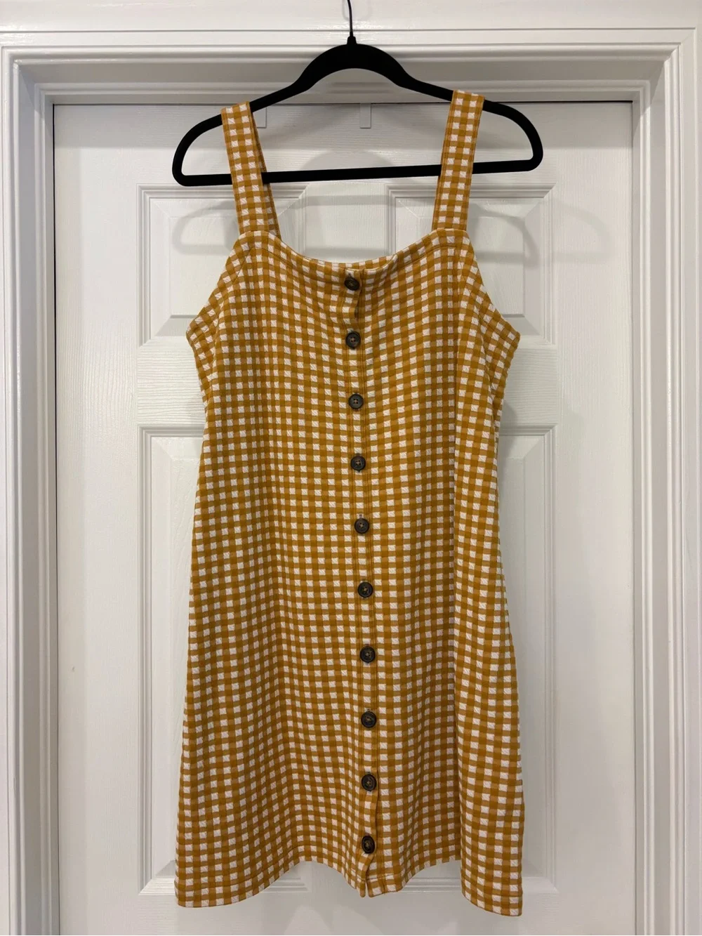 Madewell Gingham Button-Front Sundress in Mustard - Picture 1 of 3